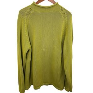 Vtg J.Crew Sweater Mens XL Cotton Roll Neck Pullover Knit Y2K Green Fisherman